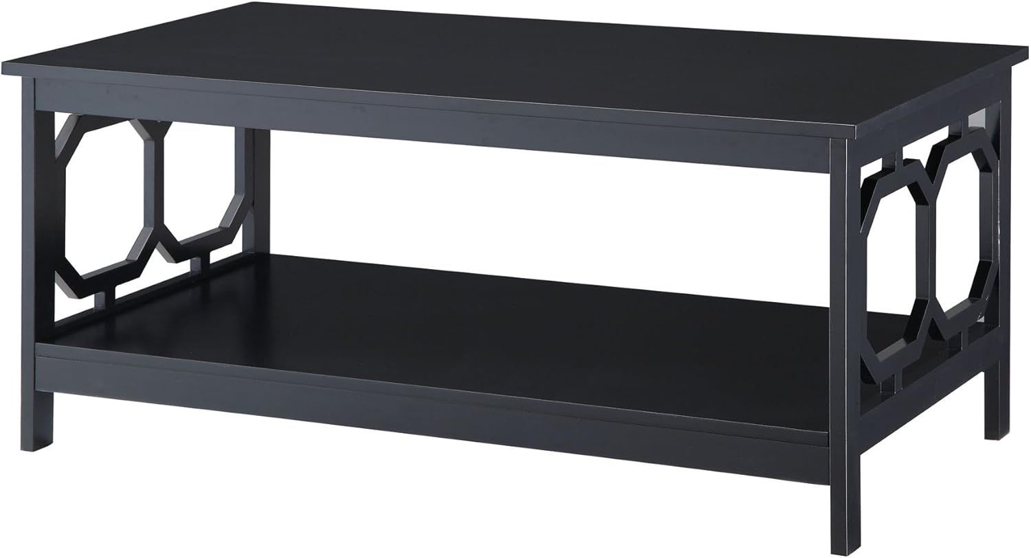 Omega 40'' Rectangular Black Wood Coffee Table with Shelf