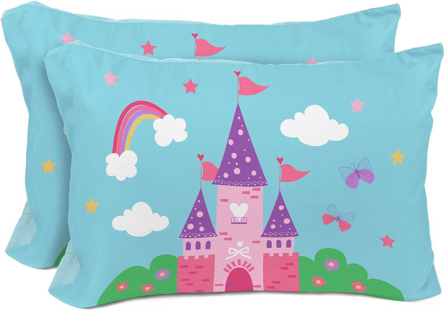 Whimsical Princess Castle Reversible Microfiber Pillowcases - Set of 2