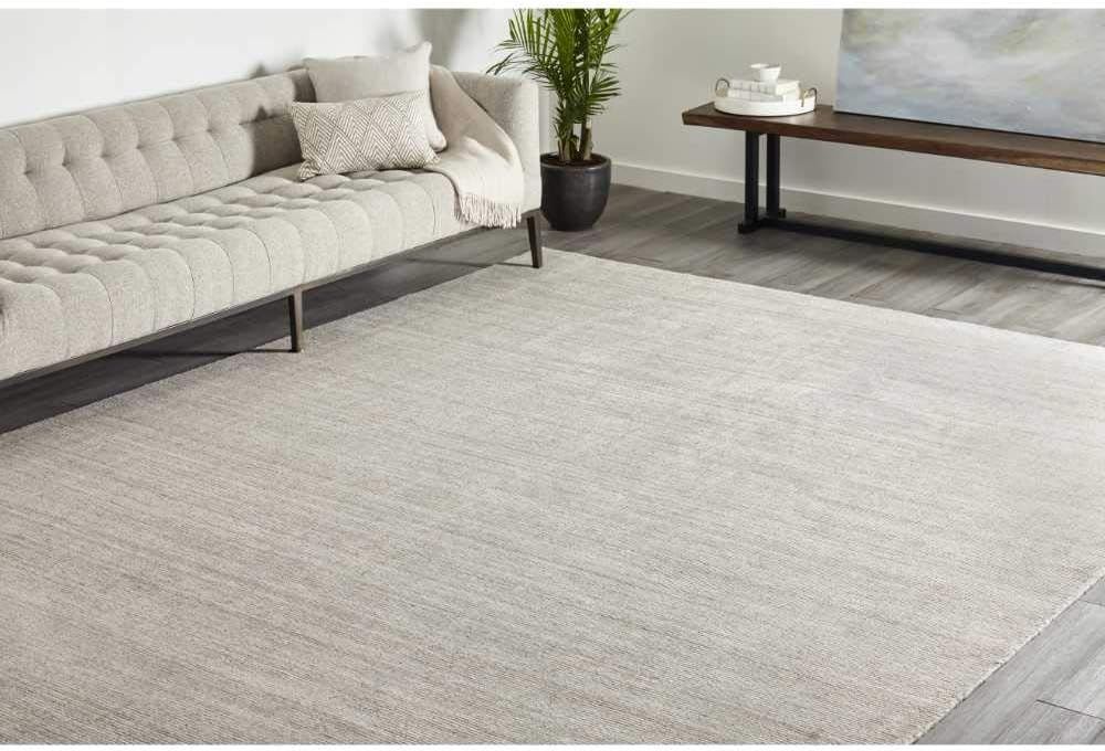 Halsey Hand-Knotted 8' x 10' Linen and Wool Stripe Area Rug