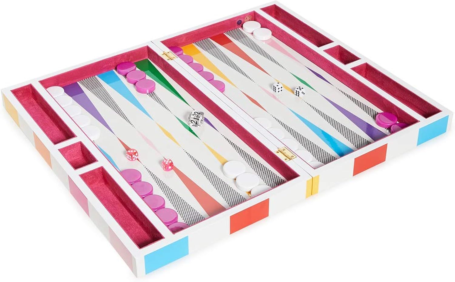 Colorful Acrylic and Velvet Checkerboard Backgammon Set