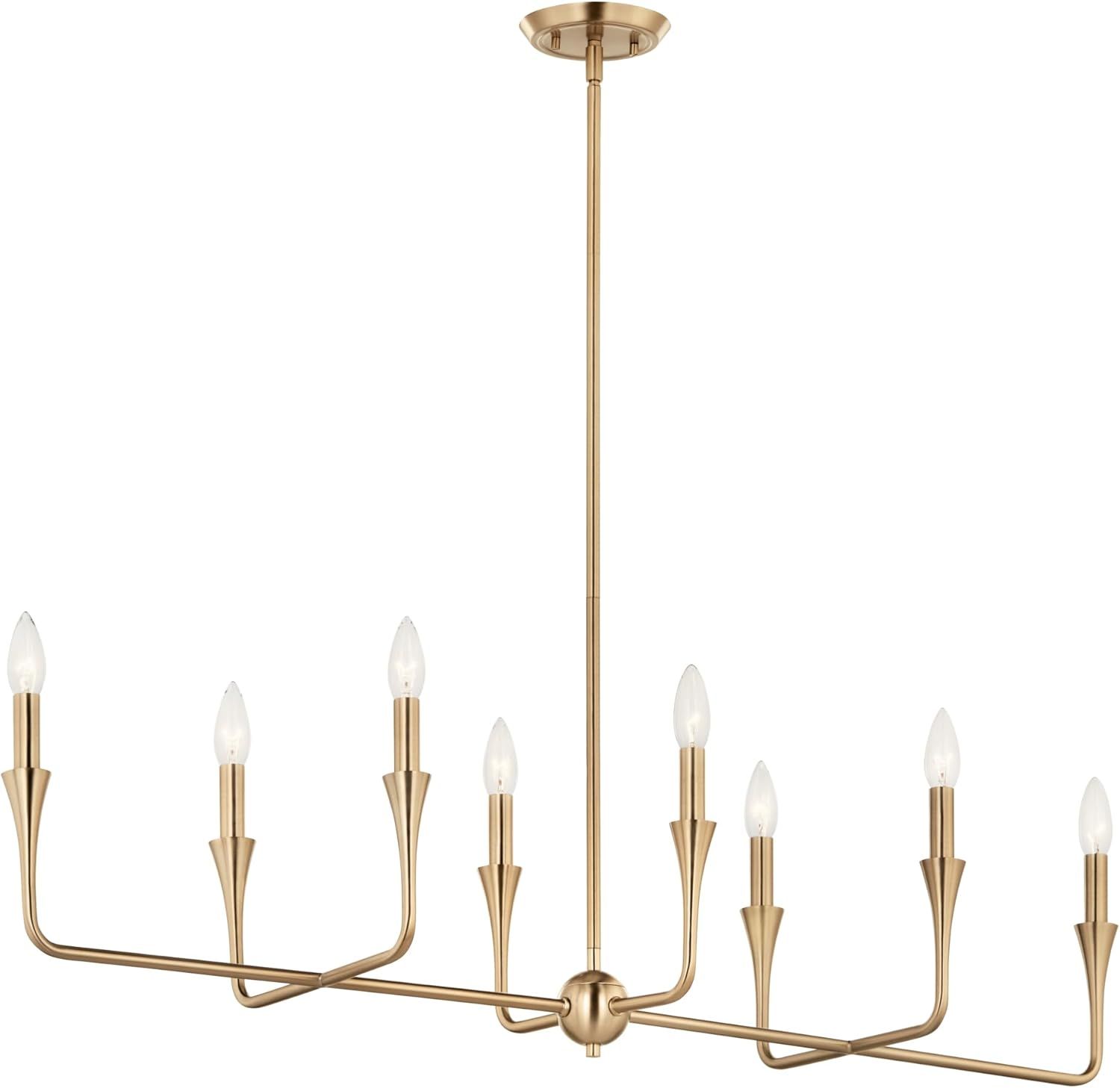 Champagne Bronze 8-Light Linear Candle Chandelier