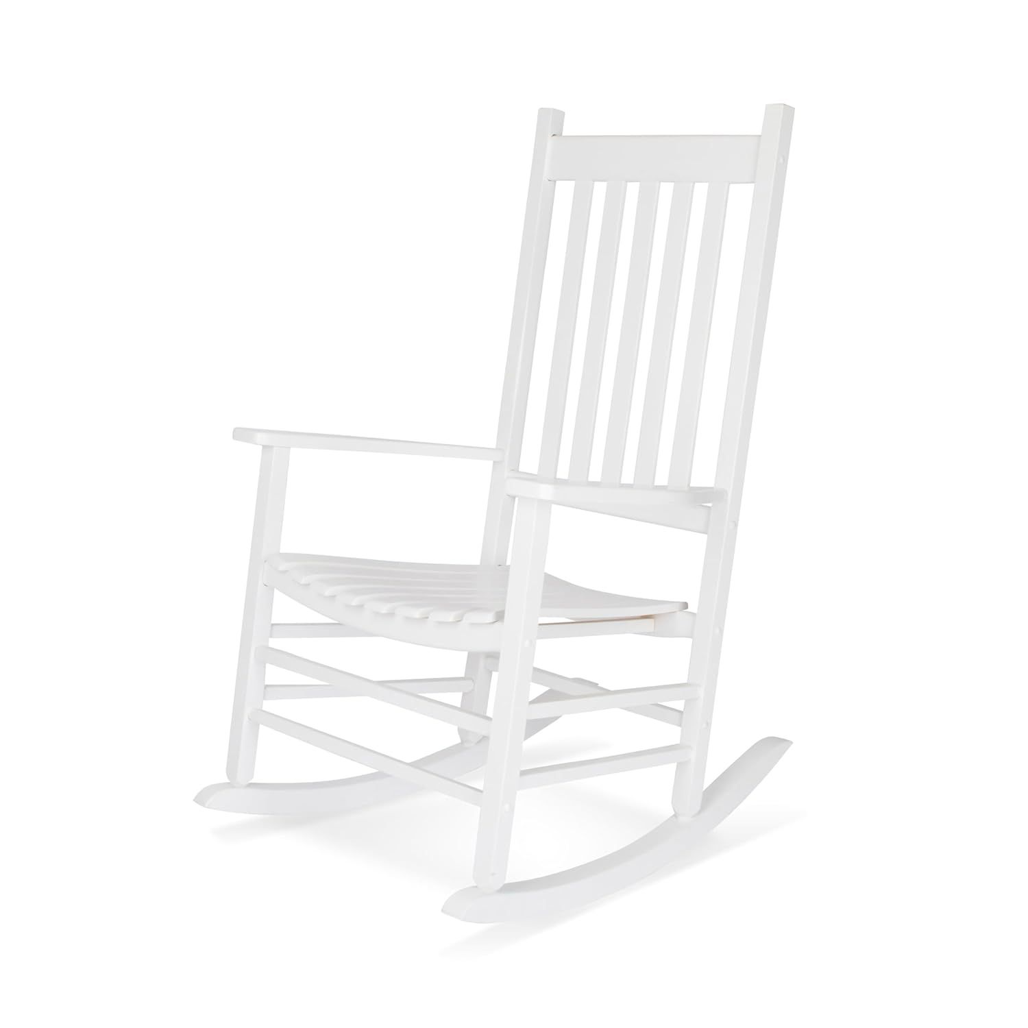 White Solid Wood Outdoor Rocking Chair with Arms