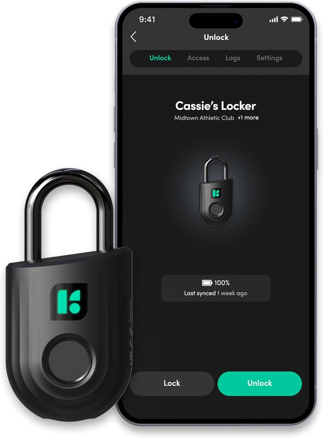 Black Smart Fingerprint Padlock with Mobile App