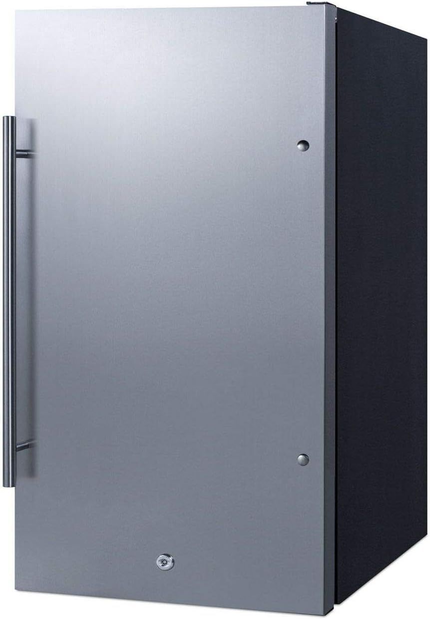 19" Silver and Black Stainless Steel Undercounter Refrigerator