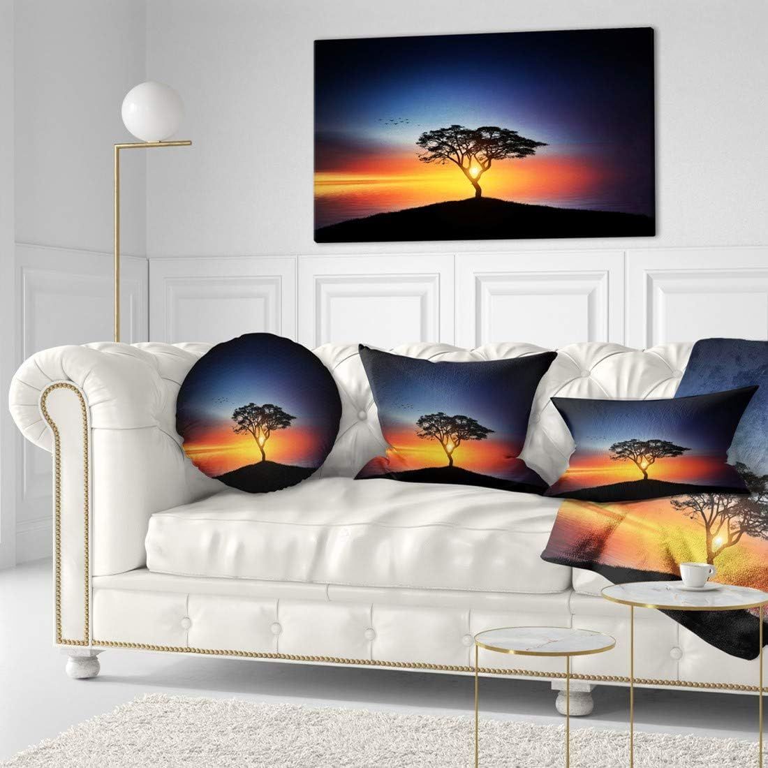 Beautiful Sunset Over Lonely Tree Extra Large Canvas Wall Art