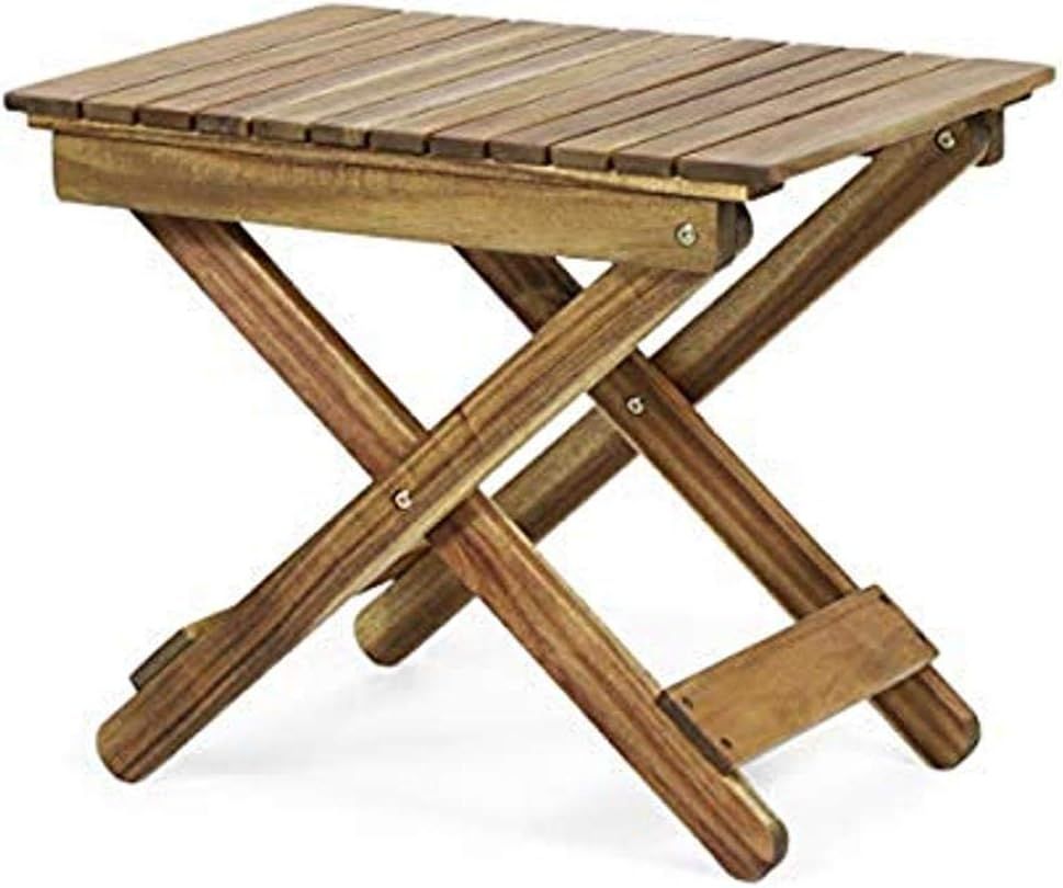 Natural Acacia Wood Outdoor Folding Side Table