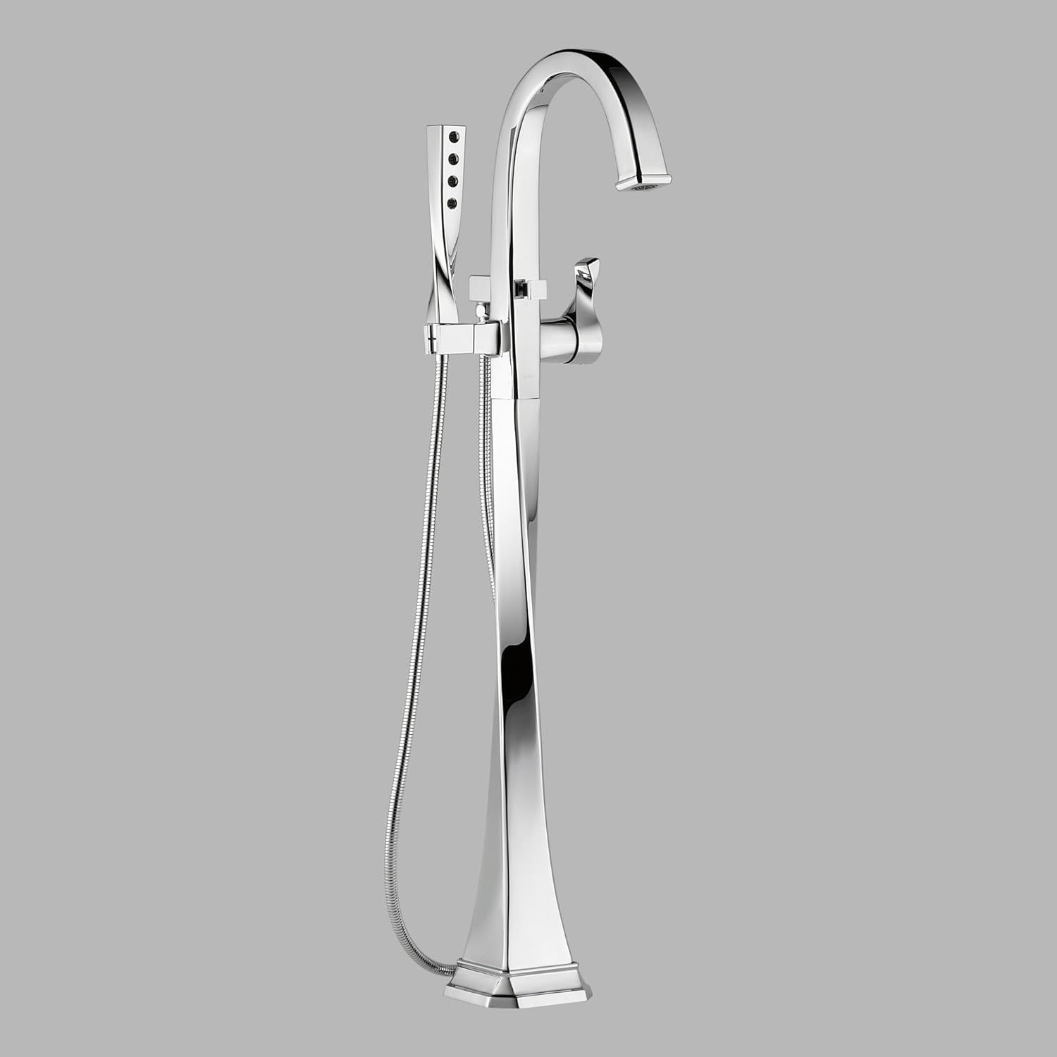 Polished Nickel Brass Freestanding Tub Filler with Handshower