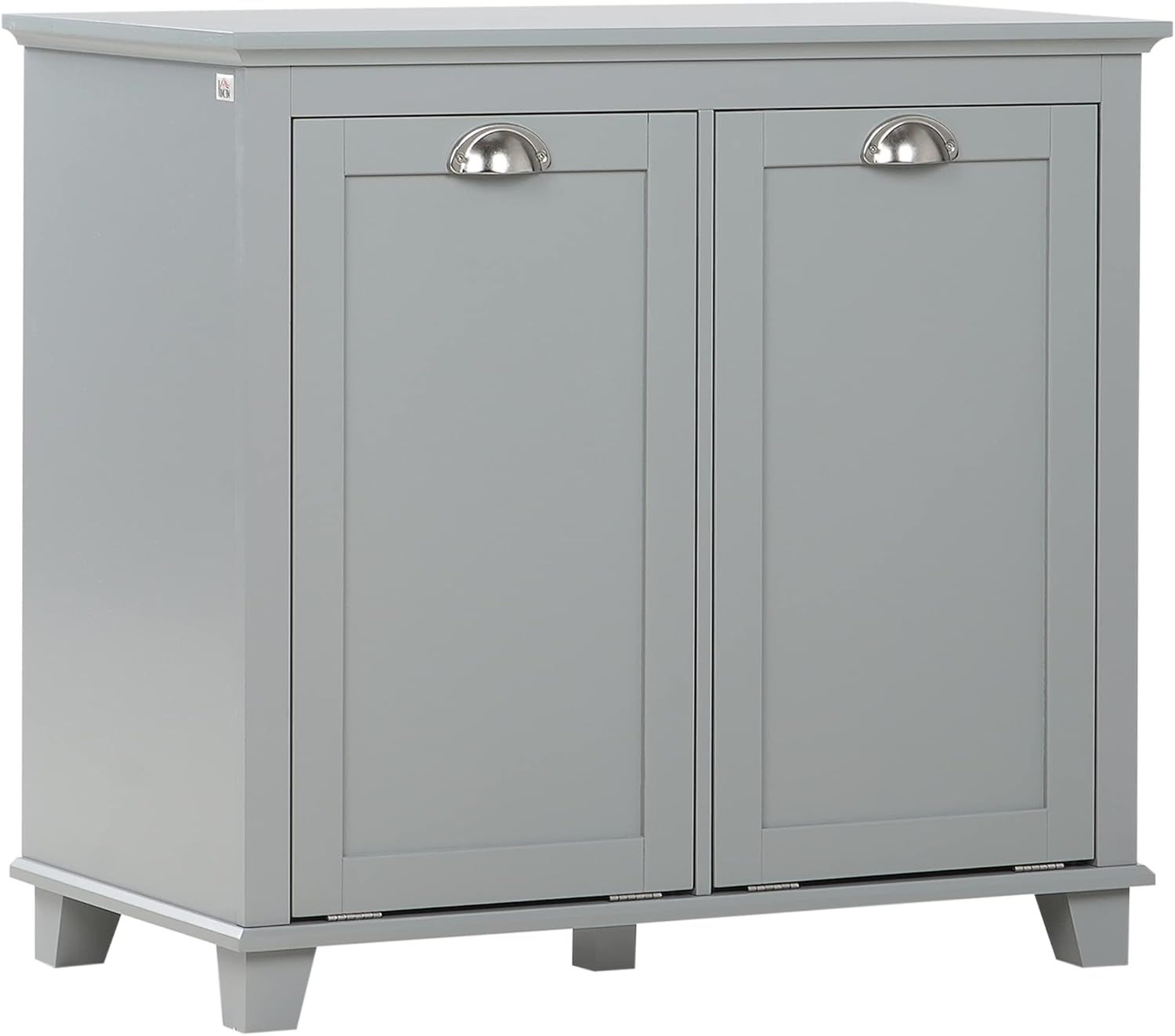 Gray MDF Dual Tilt-Out Laundry Hamper Cabinet