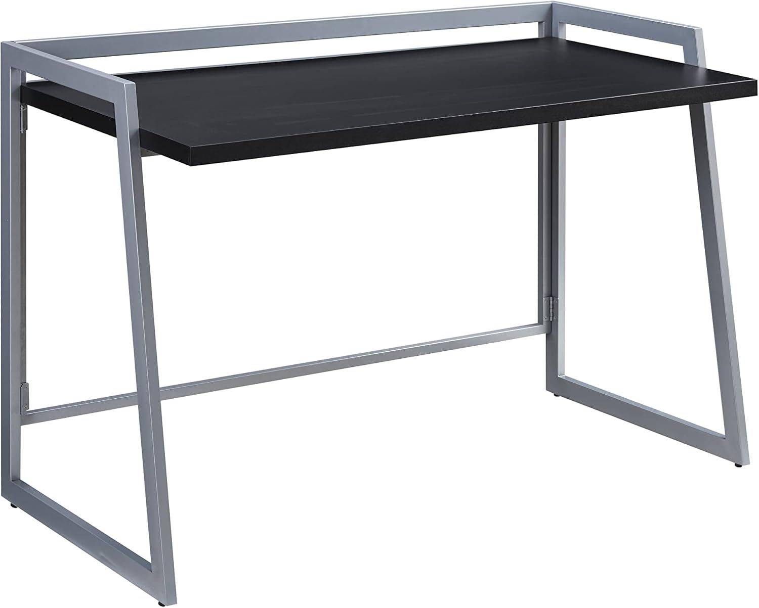 Matte Black and Nickel Foldable Writing Desk with Durable Laminate Top