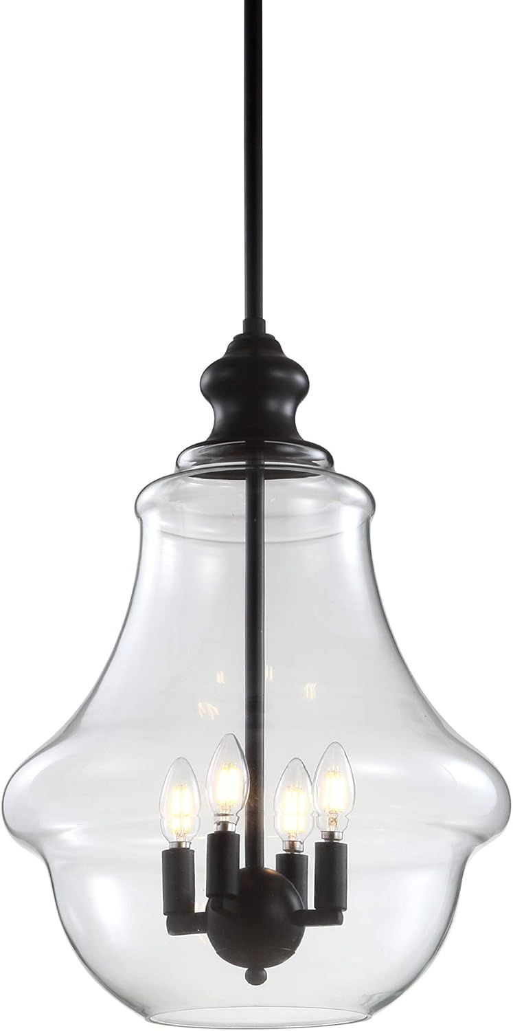 Adam 16" Black Glass and Bronze LED Pendant Light