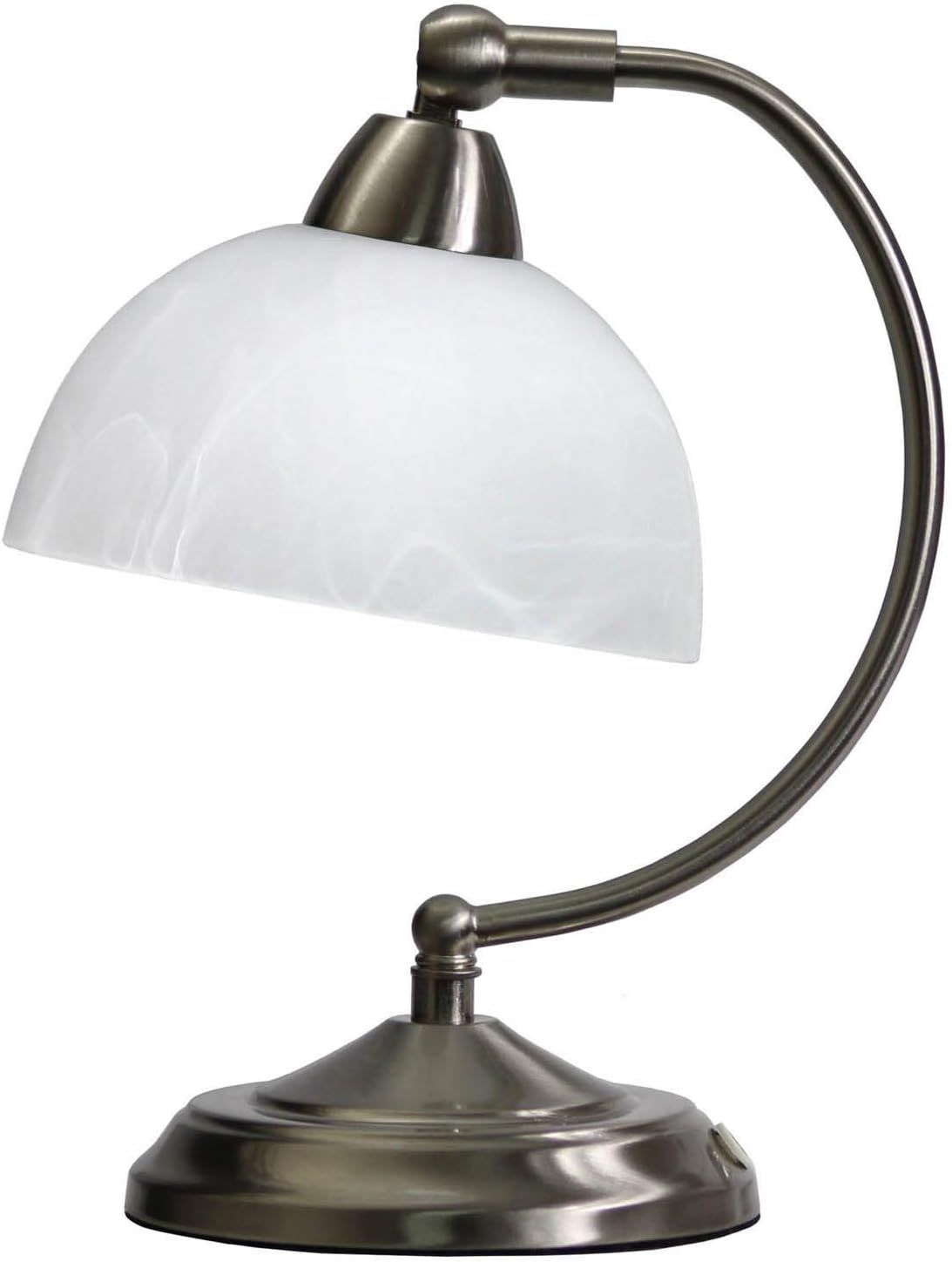 White Marble Shade Brushed Nickel Arch Task Light