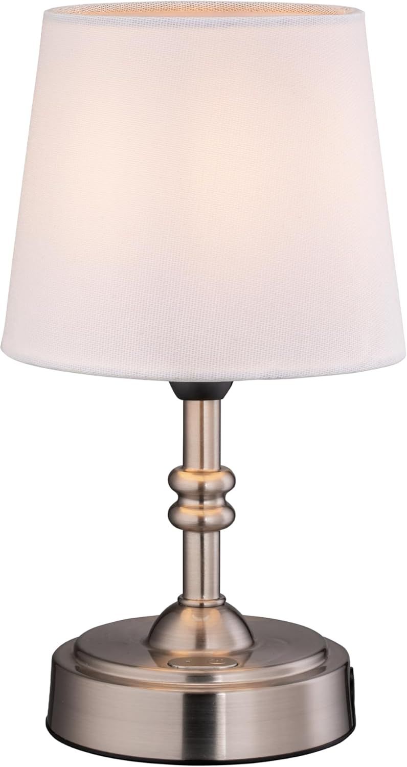 Mini Cordless White LED Table Lamp with Silver Base