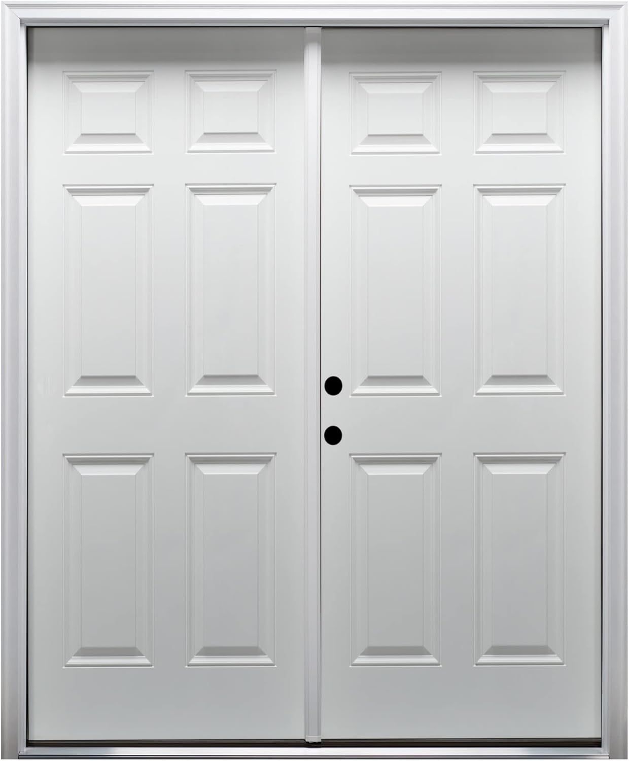 Classic White Double Door Primed Steel Exterior Prehung