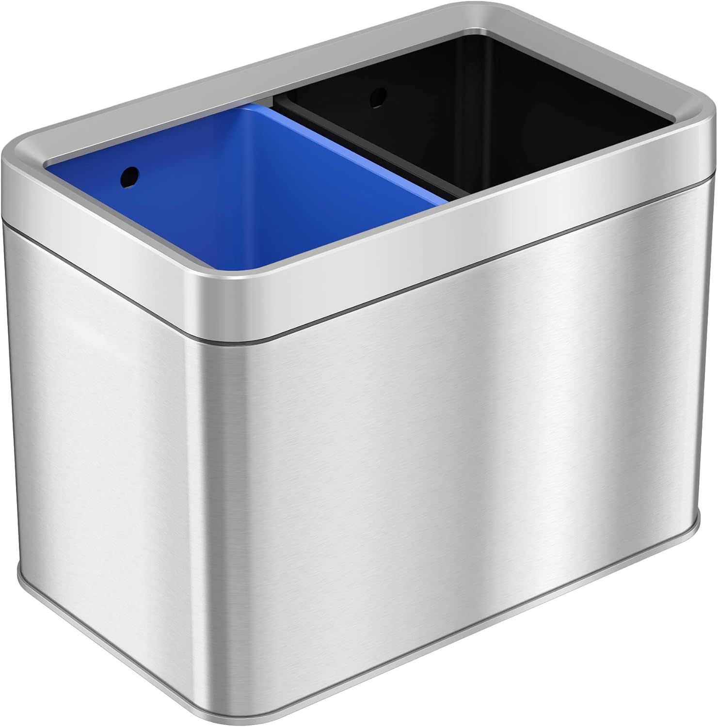 Stainless Steel Dual Compartment Touchless Kitchen Trash Can, 5 Gallon