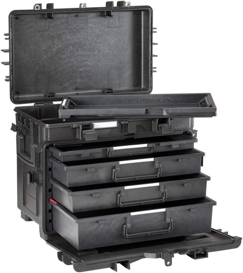 Black Military-Grade Lockable Mobile Tool Chest with Drawers