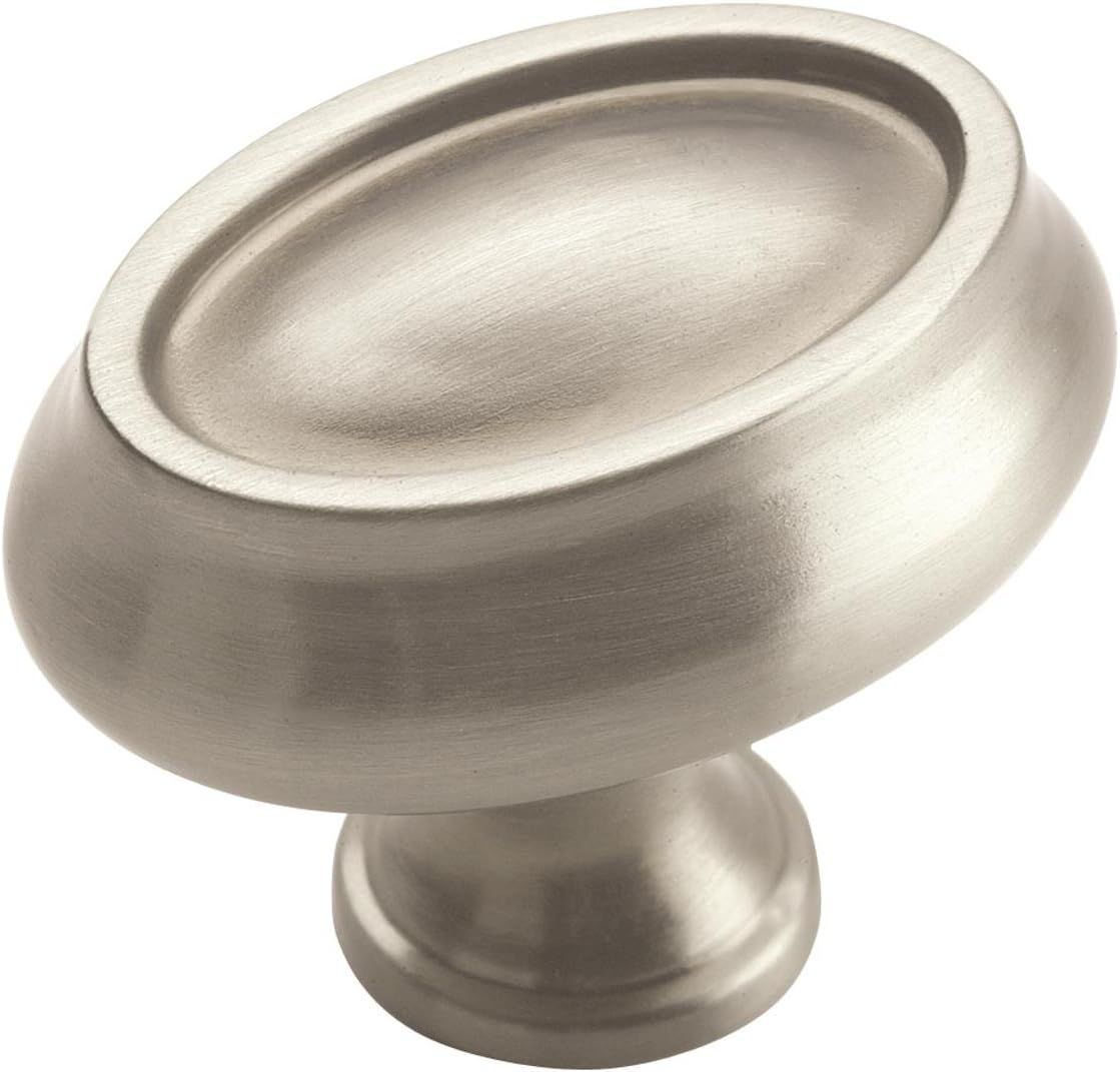 Satin Nickel Oval Cabinet Knob with Mounting Hardware