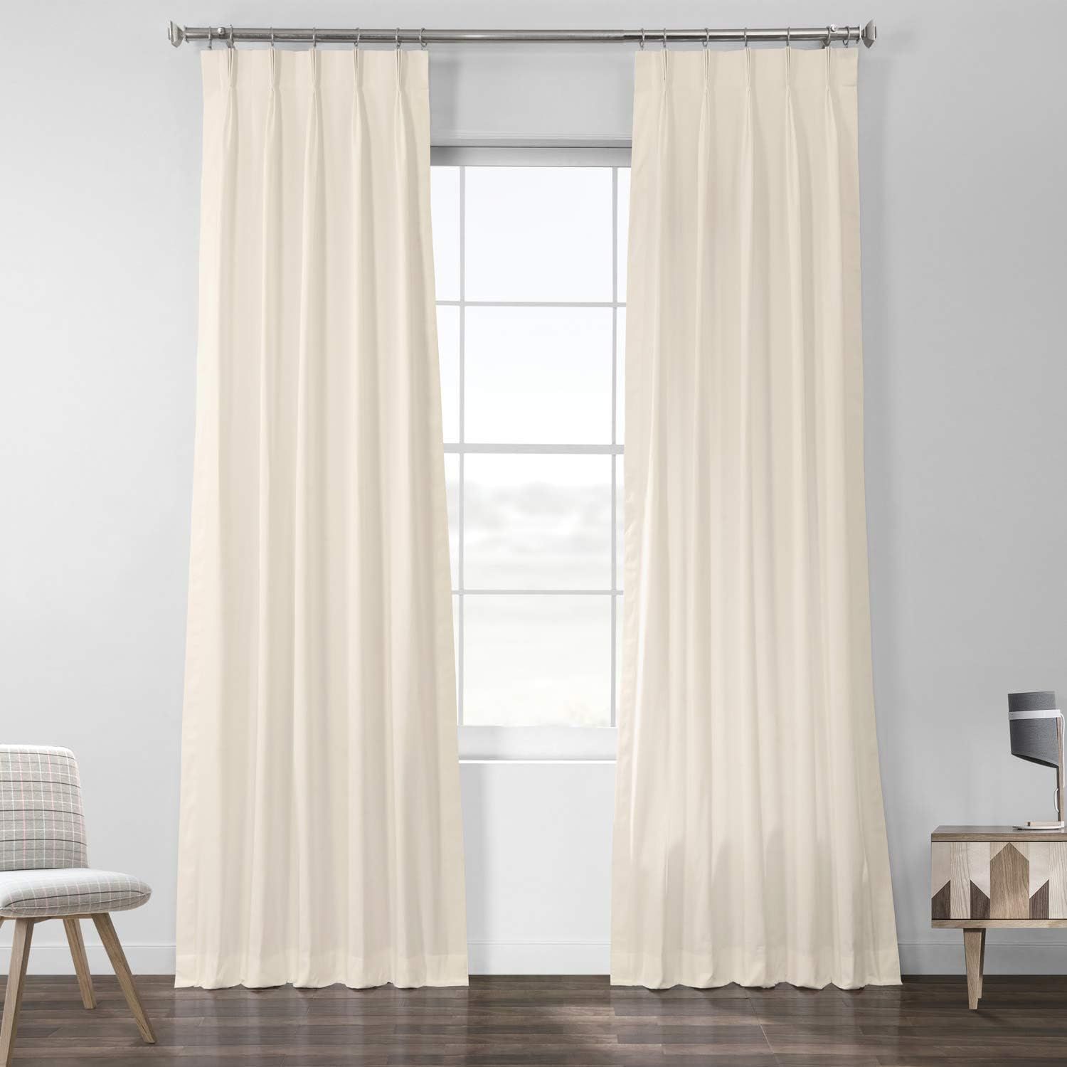 Fresh Popcorn Off-White Cotton Pleated Sheer Curtain Panel