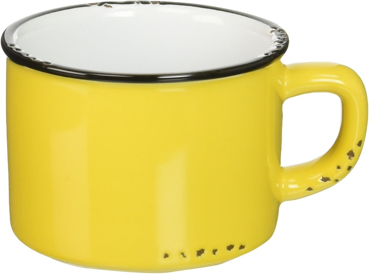 Yellow Enamel Look Stoneware Cappuccino Mug