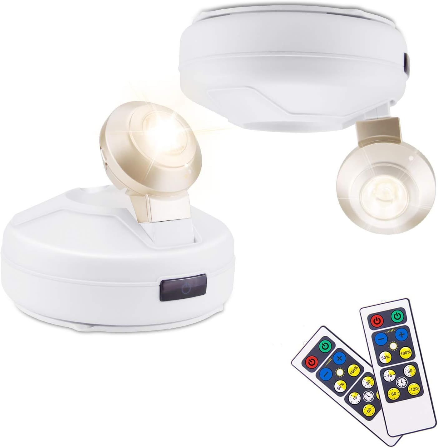 White Battery Operated Wireless LED Spotlight with Remote