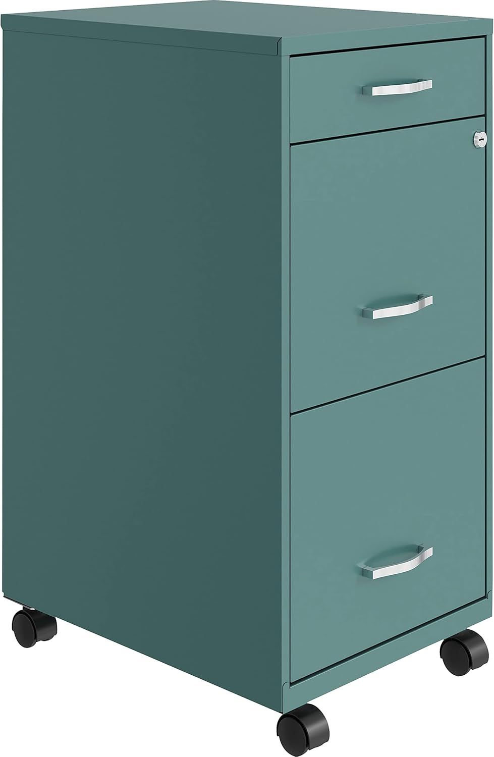 Teal Steel Mobile 3-Drawer Lockable File Cabinet