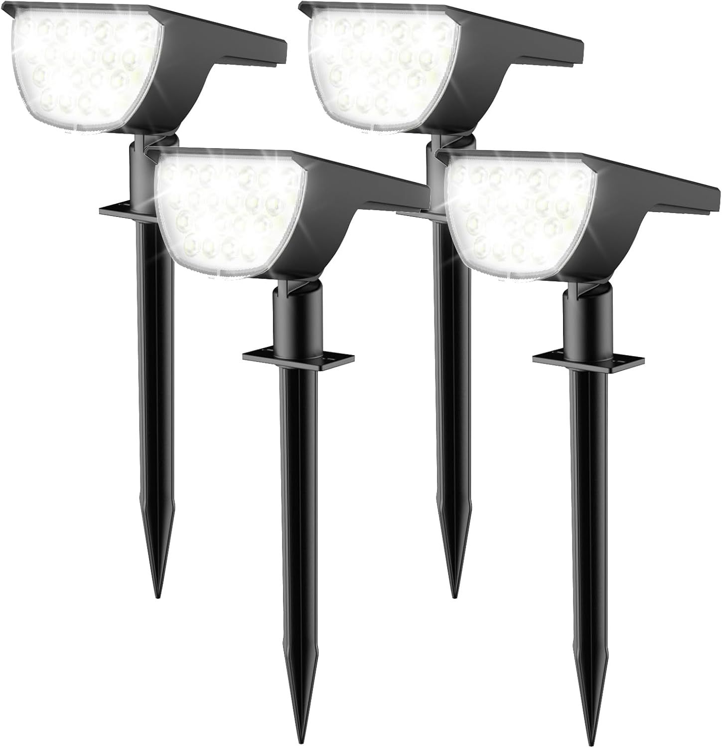 Cool White LED Solar Pathway Spotlights for Outdoor Use, 4 Pack