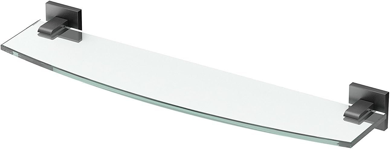 Elevate 20'' Matte Black Hand Polished Glass Wall Shelf