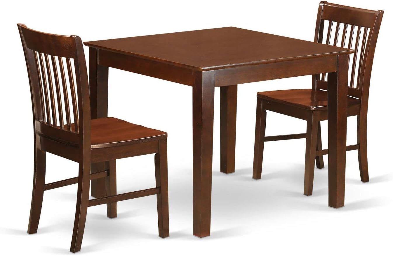 Mahogany 3-Piece Square Dining Table Set with Chairs