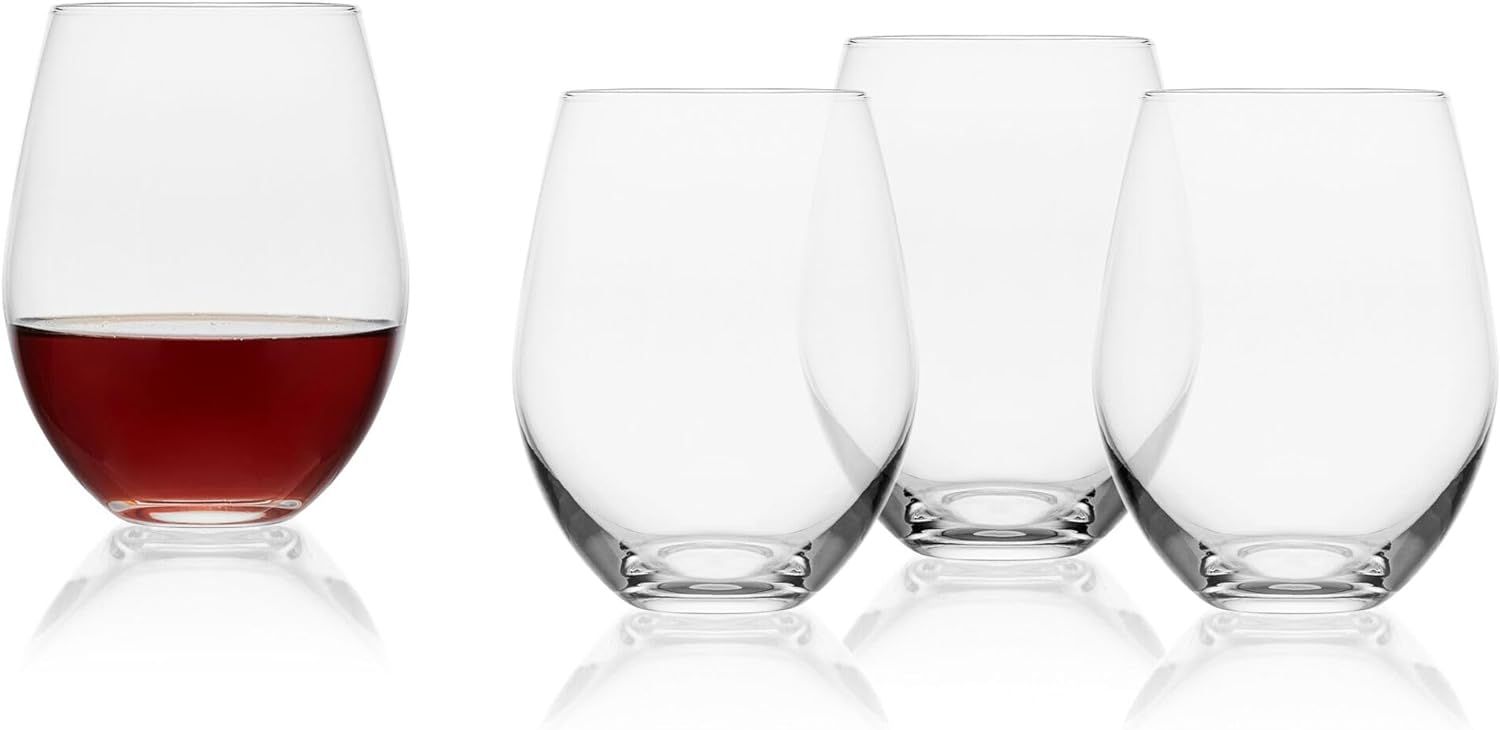 Clear 21-Ounce Modern Stemless Wine Glass Set of 4