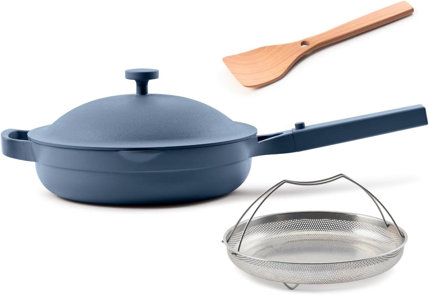 Blue Salt Aluminum Ceramic Nonstick Skillet with Lid