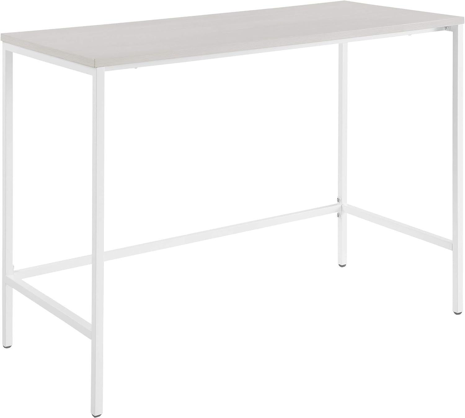 Contempo White Oak 41.7" Home Office Desk with Steel Legs and Drawer