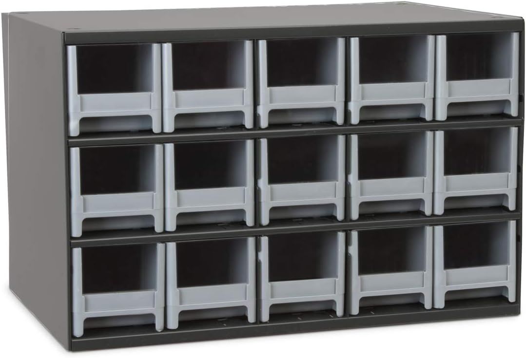 Gray Steel and Plastic 15-Drawer Storage Cabinet