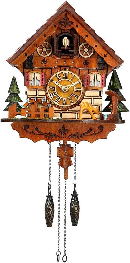 Handcrafted Traditional Wooden Cuckoo Clock with Forest Theme