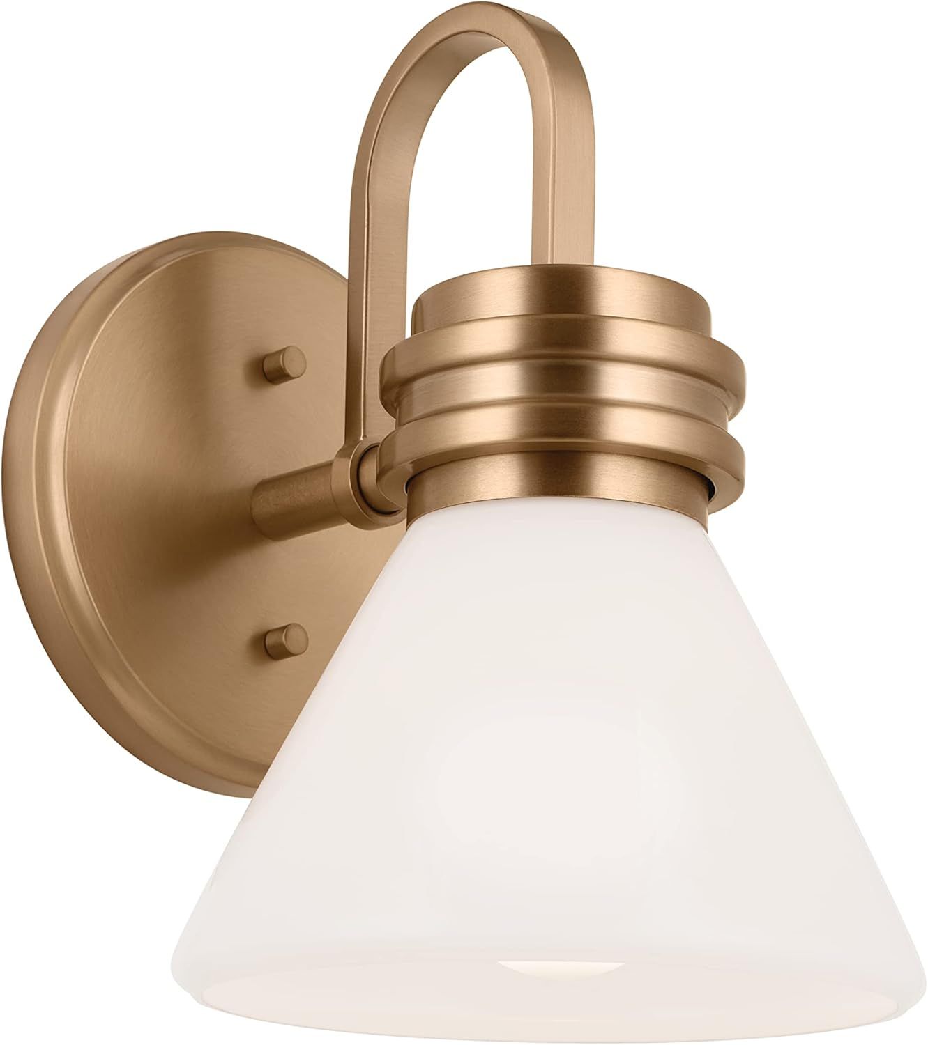 Champagne Bronze 1-Light Wall Sconce with Opal Glass Shade