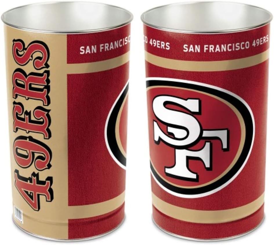 San Francisco 49ers Red and Gold Metal Wastebasket