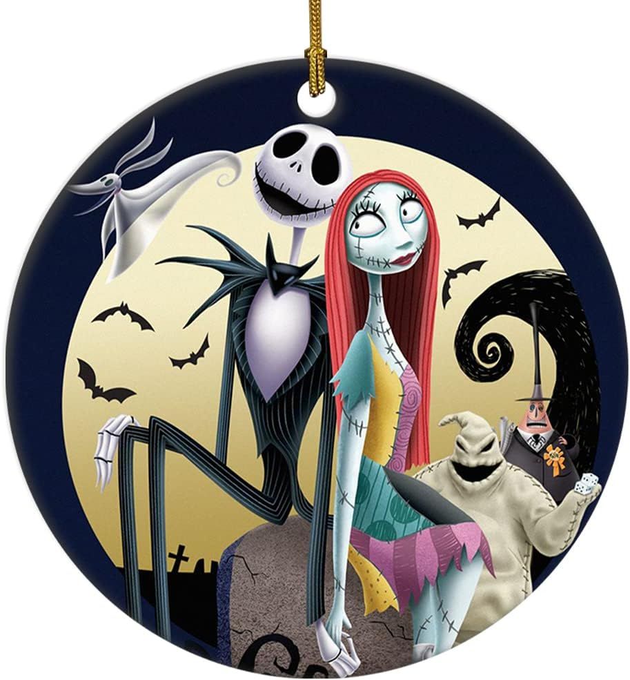 Nightmare Before Christmas Ceramic Ornament with Jack and Sally