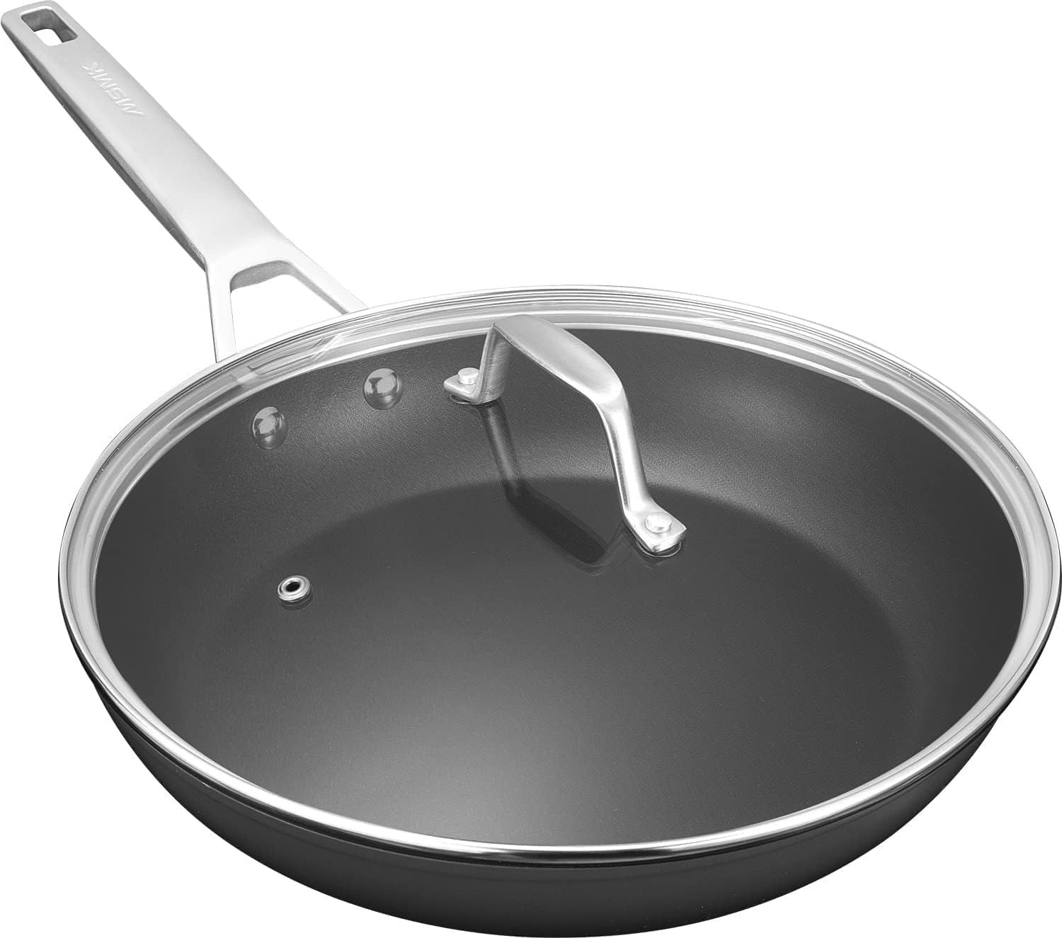 11-Inch Gray Ceramic Nonstick Frying Pan with Lid