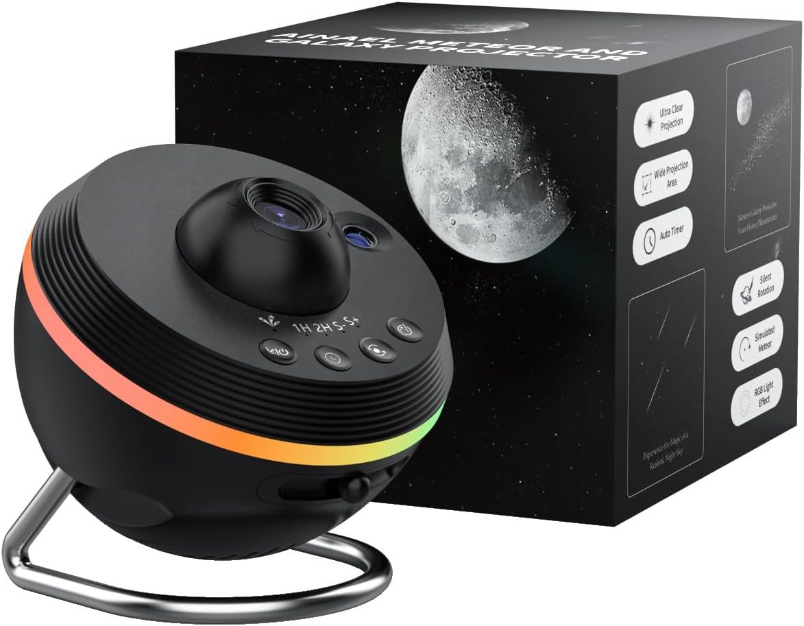 Black Round LED Galaxy Projector with Dynamic Meteor Effect