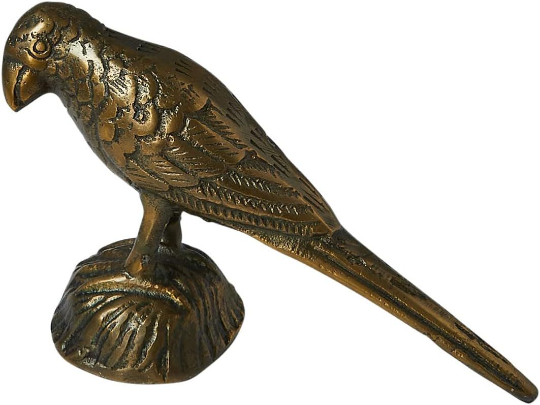 Antique Gold Metal Bird Figurine, 7.5 Inch