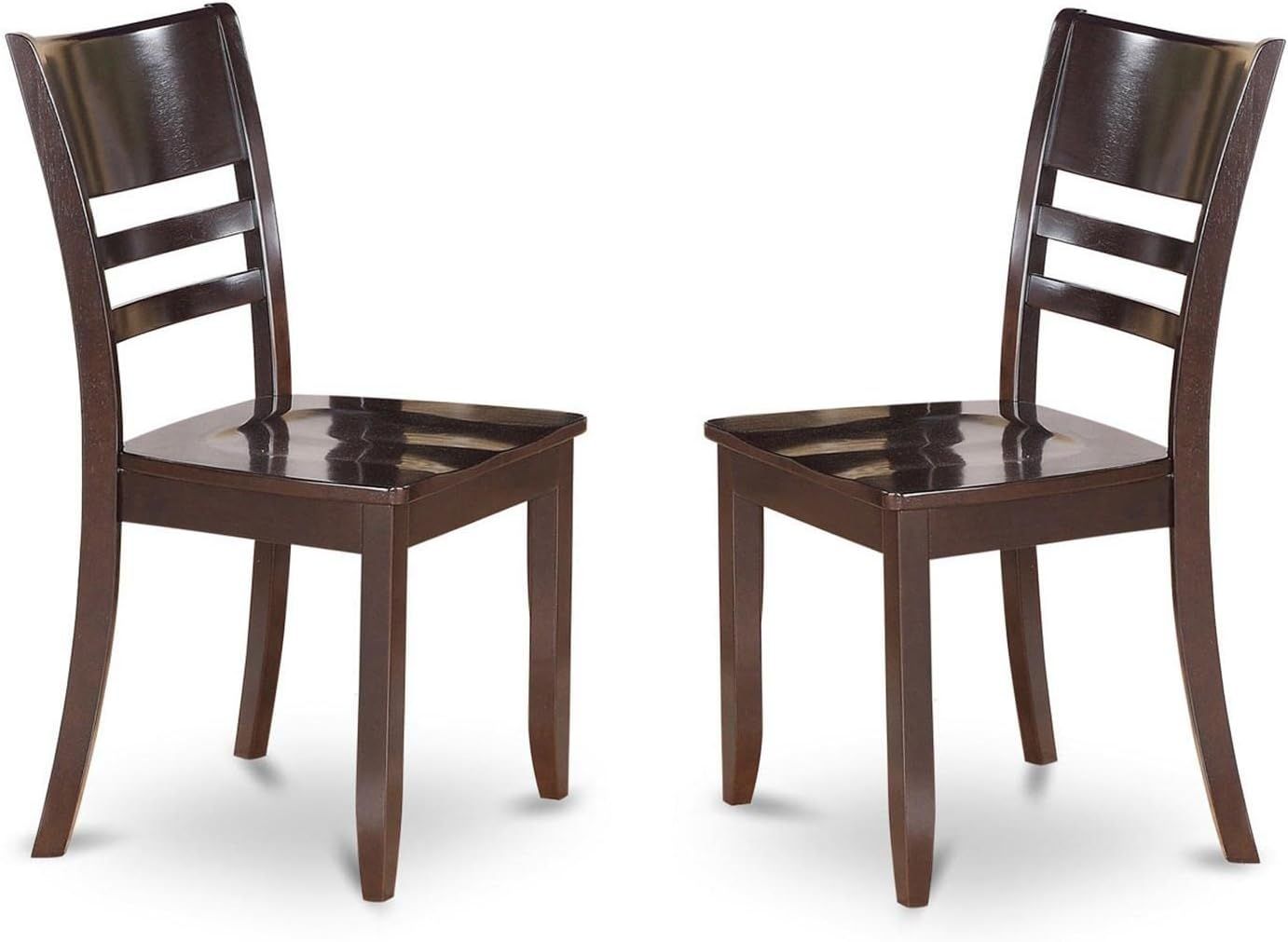 Cappuccino Finish Ladderback Solid Wood Dining Chairs, Set of 2