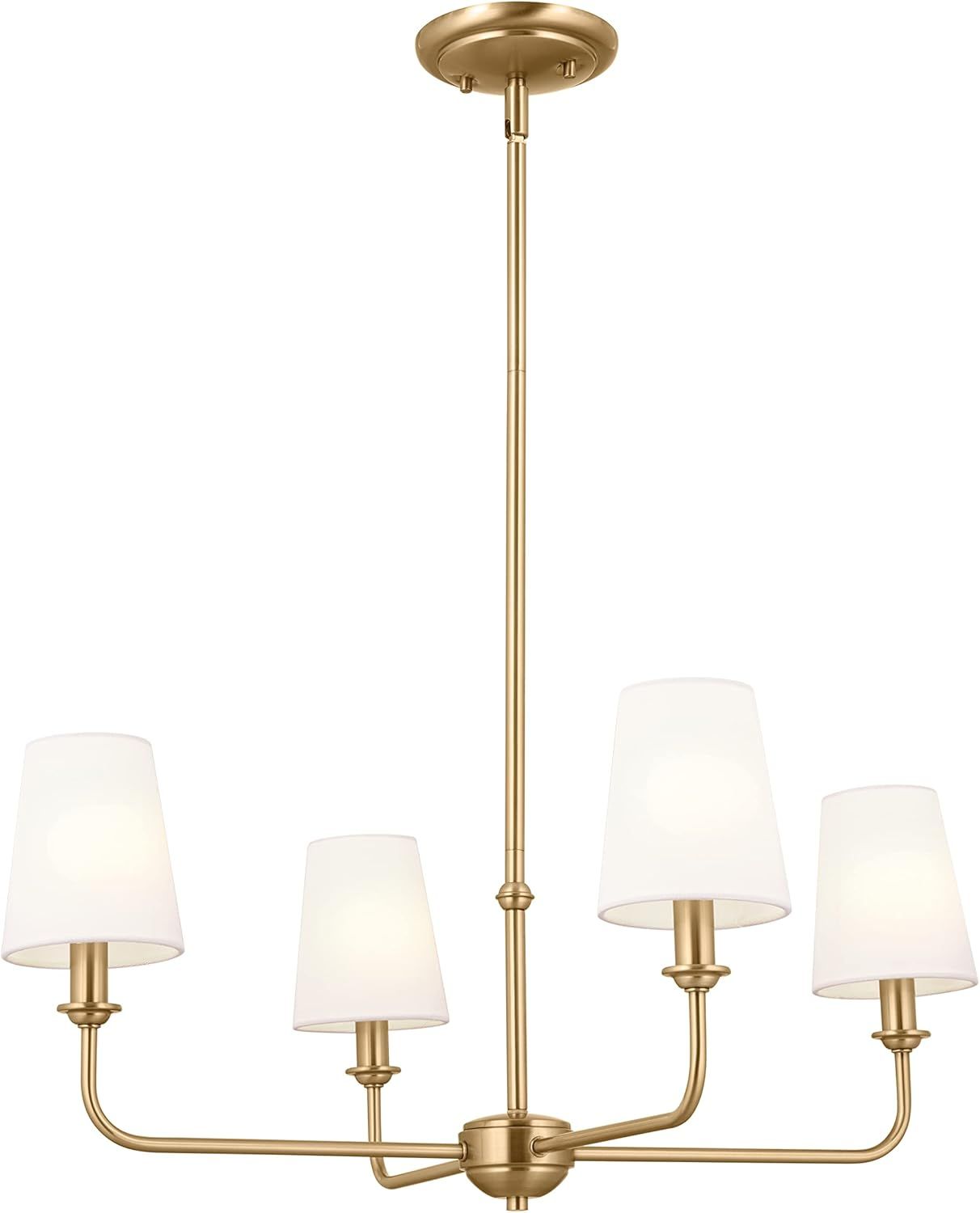 Brushed Brass 4-Light Mini Chandelier with Fabric Shades