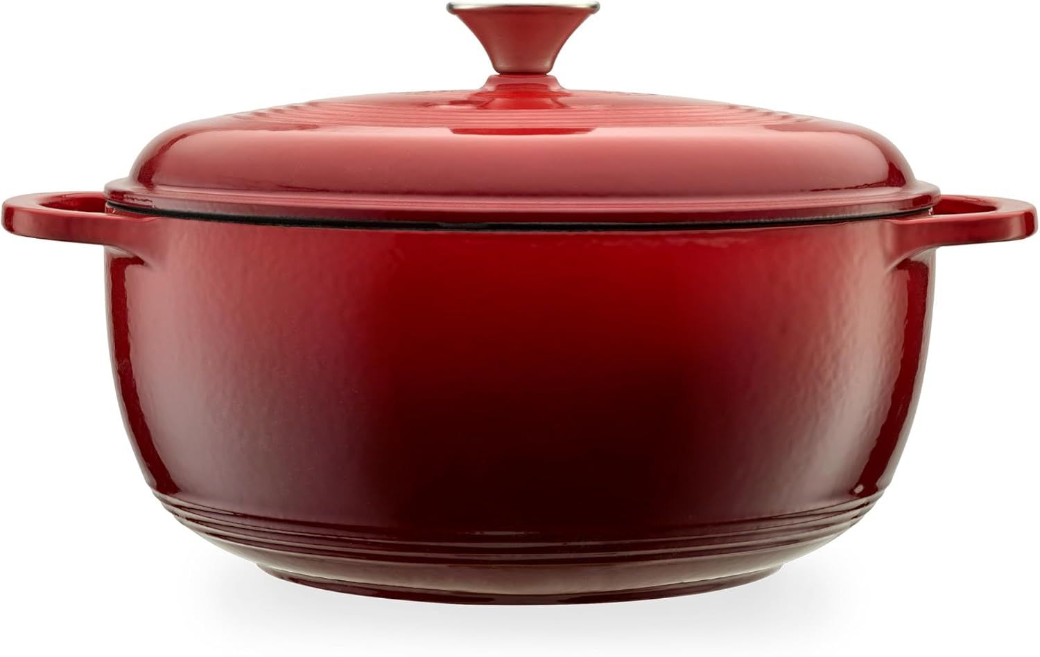 Red Enameled Cast Iron 6-Quart Round Dutch Oven with Lid