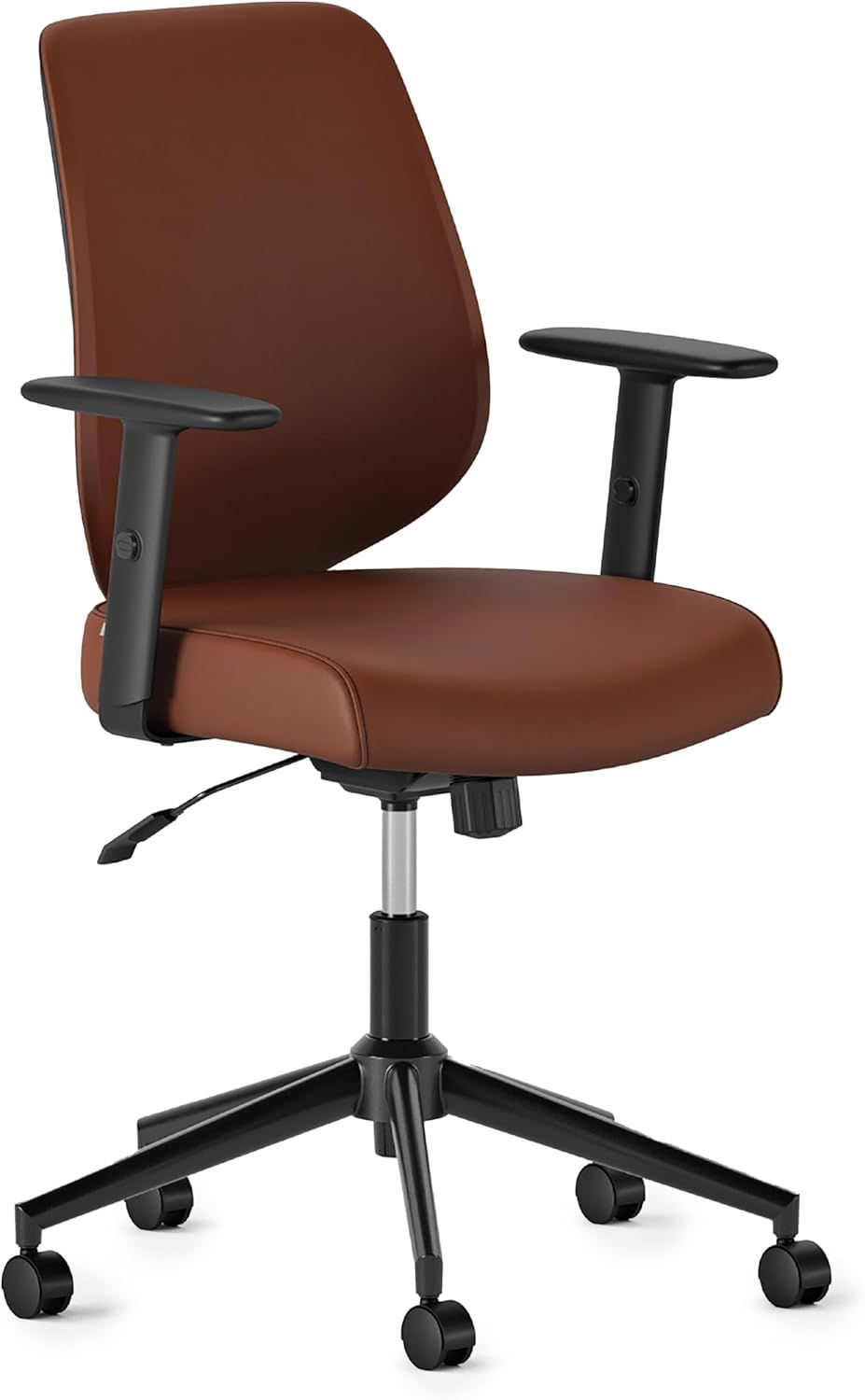 Mahogany Vegan Leather Swivel Task Chair with Adjustable Arms