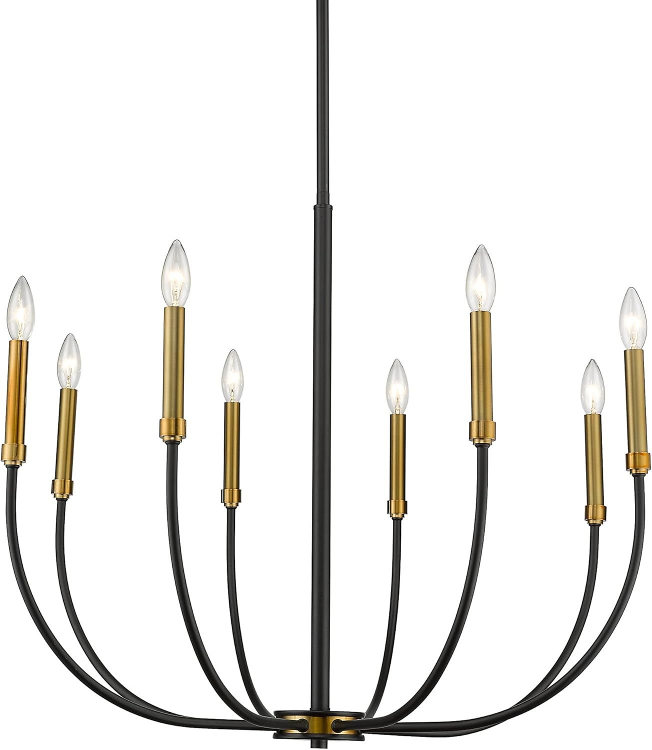 Haylie Opulent Oversized Brass & Matte Black 8-Light Chandelier