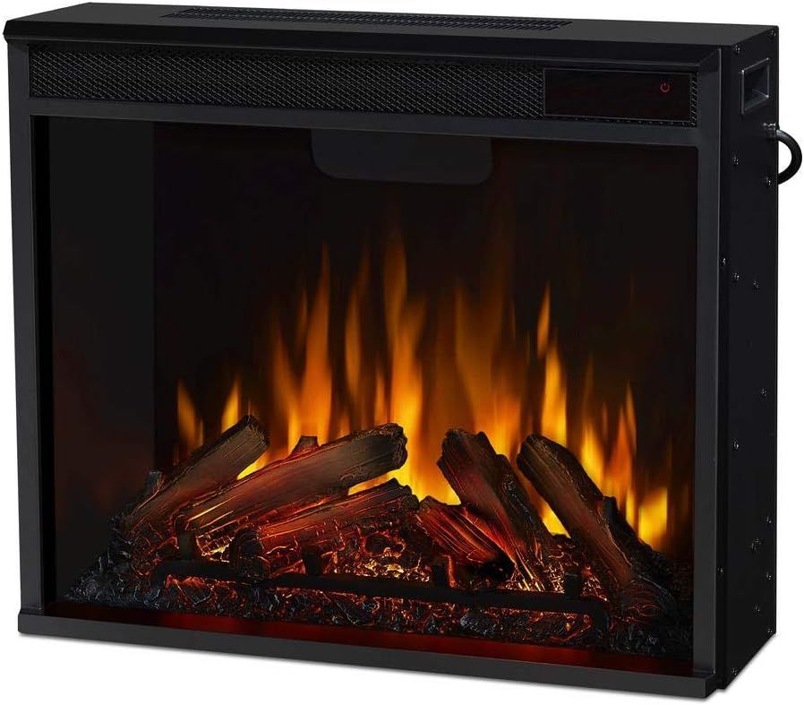 Compact Black Electric Fireplace Heater with Mantel