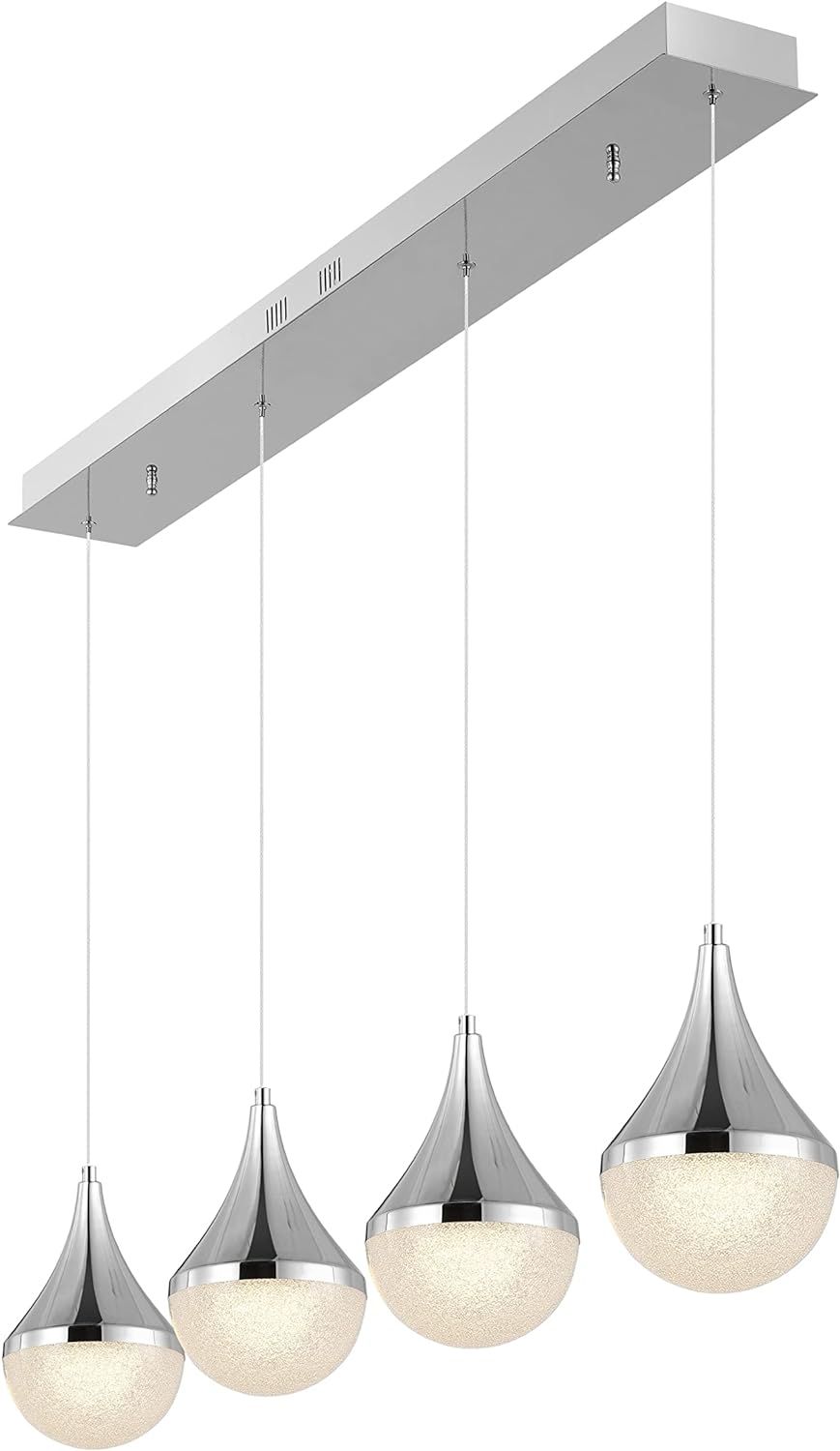 Elena Teardrop Chrome 47" LED Linear Pendant with Frosted Shade