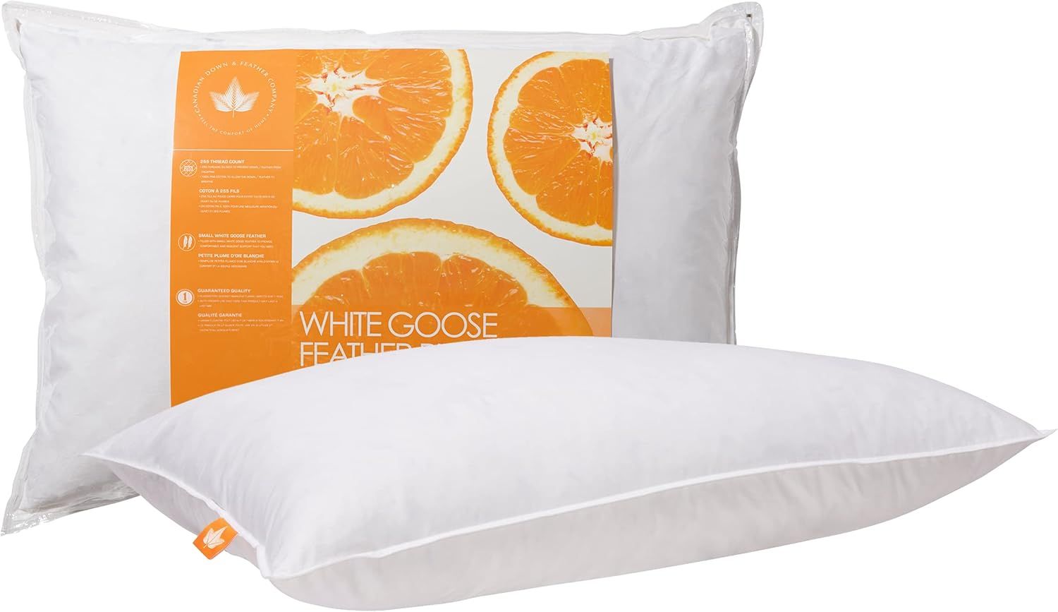 Standard White Goose Feather Medium Support Pillow