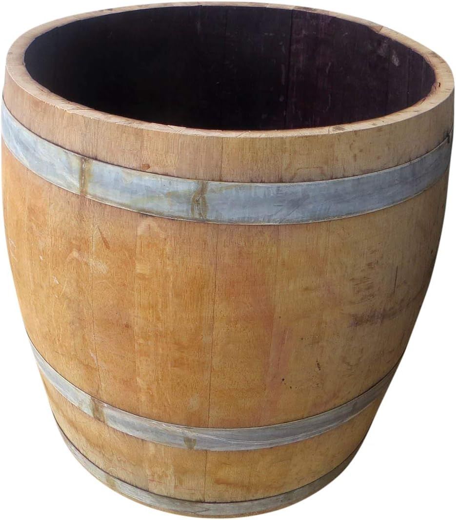 Extra Large Rustic Oak Wood Wine Barrel Planter with Cedar Bottom