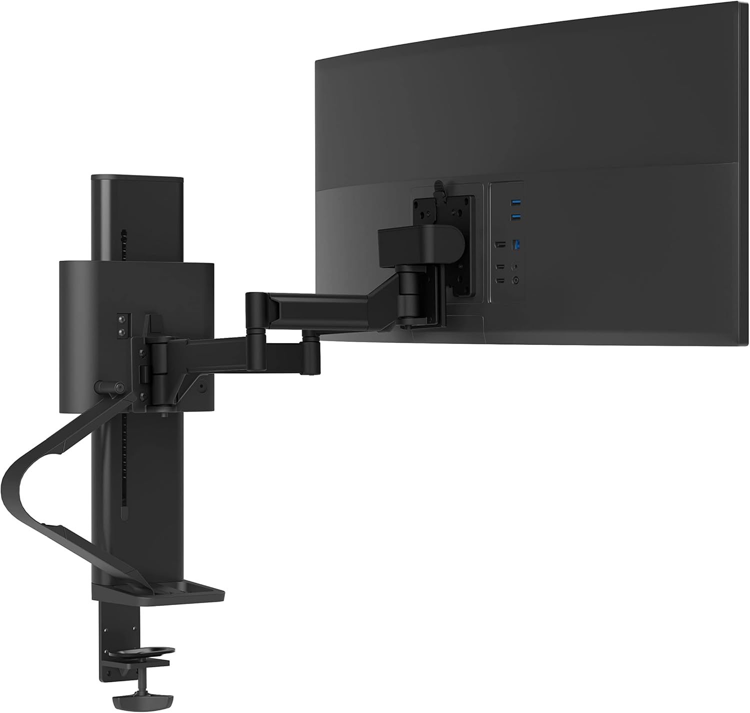 Ergotron Trace Matte Black Full-Motion VESA Desk Mount for 38" Monitors