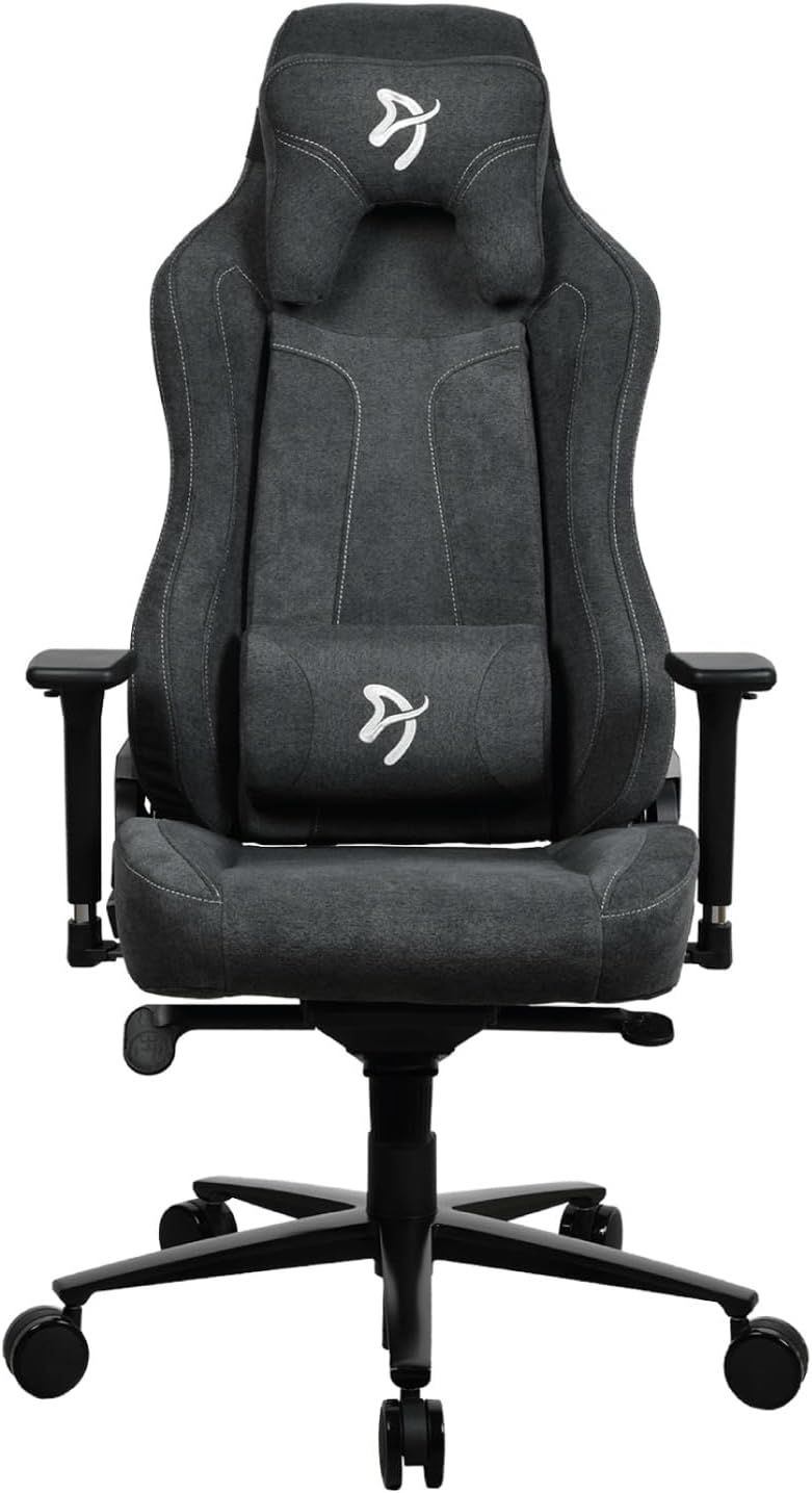 ErgoFlex Dark Grey Soft Fabric Gaming Chair with Lumbar Support