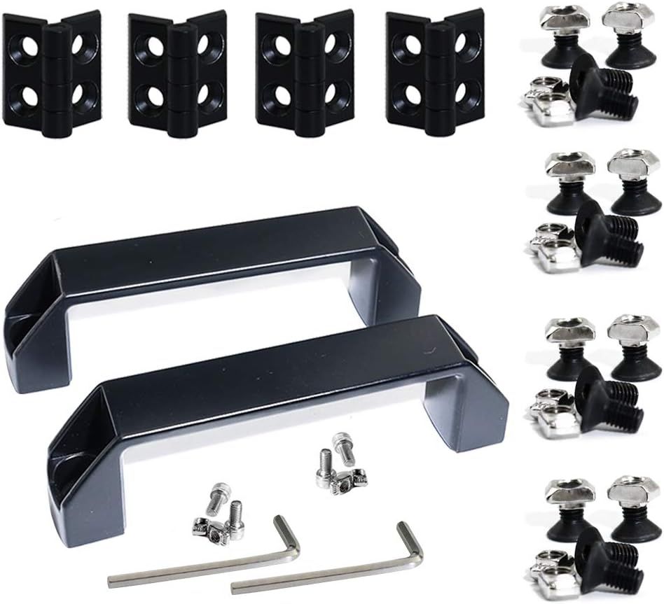 Black Aluminum and Zinc Alloy Door Handle and Hinge Kit